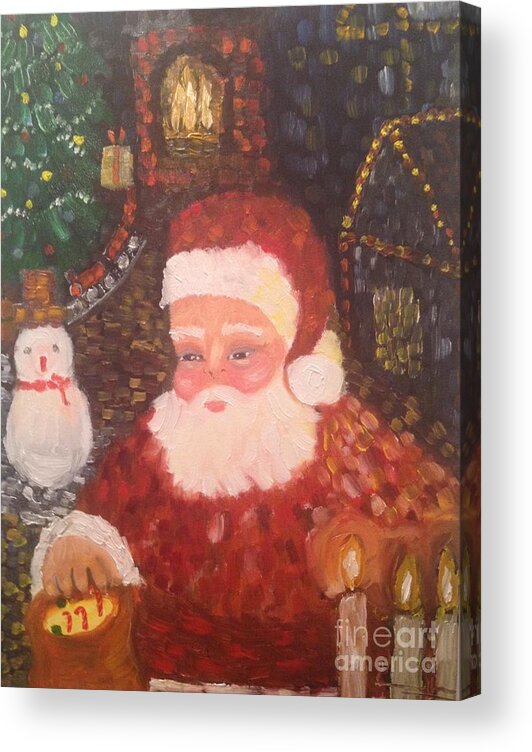 Santa Acrylic Print featuring the painting Spirit of the holidays by Brindha Naveen