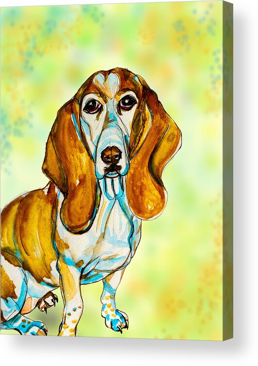 Spring Acrylic Print featuring the painting Spring Basset Hound by Kelly Smith