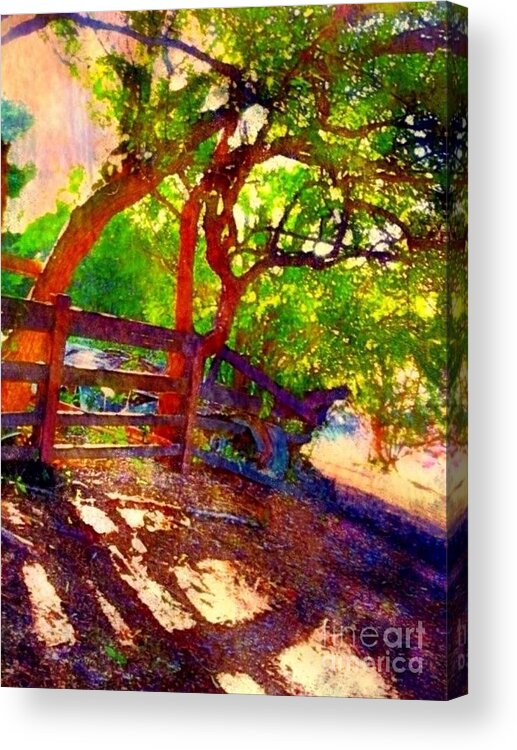 Sharkcrossing Acrylic Print featuring the digital art V Stand of Young Tamarind Trees - Vertical by Lyn Voytershark