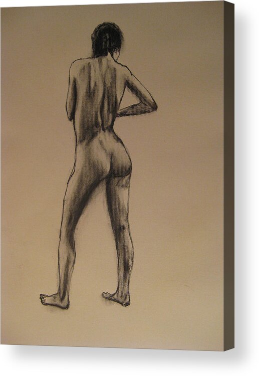 Nude Figure Acrylic Print featuring the drawing Standing Nude by James Gallagher