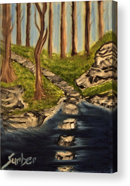 Water Acrylic Print featuring the painting Stepping Stones by Suzanne Surber