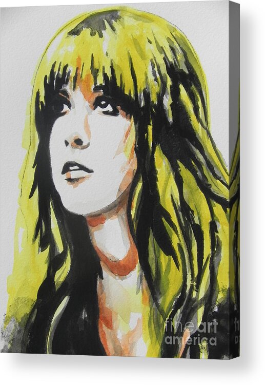 Watercolor Painting Acrylic Print featuring the painting Stevie Nicks 01 by Chrisann Ellis