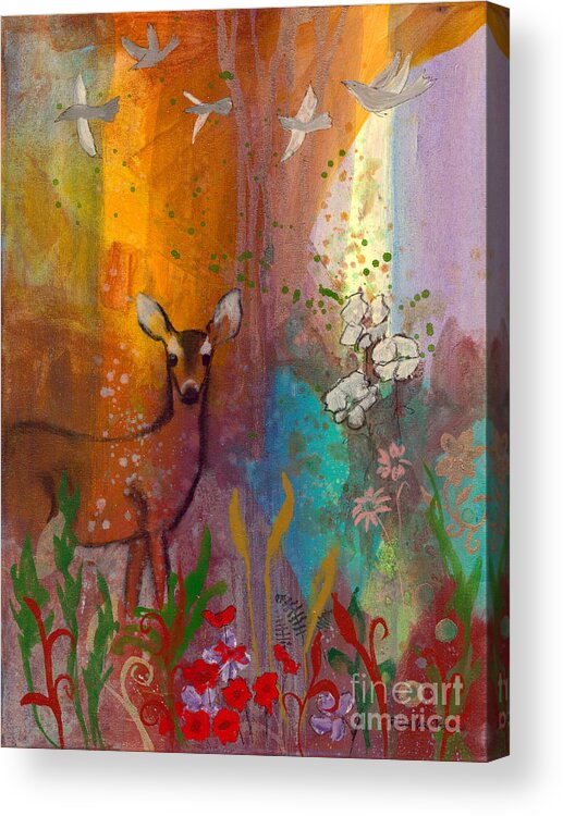Sun Acrylic Print featuring the painting Sun Deer by Robin Pedrero
