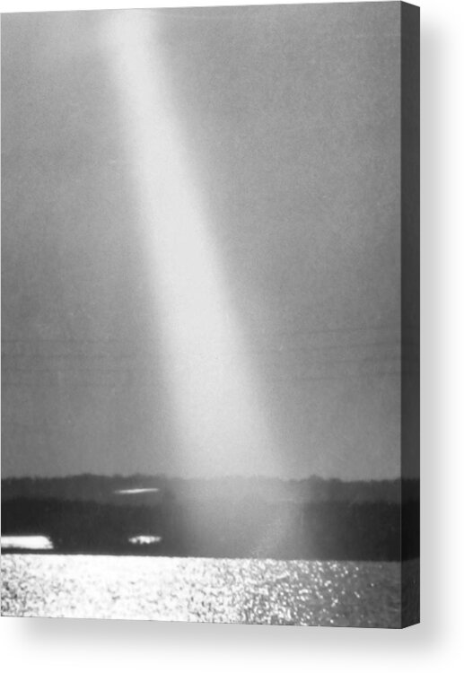 Sent To Me From God Up Above. After 18 Years Of Being Gone I Found My Way To My Hearts Song. A Beam Of Love Light Shining Down From God Himself Where I Played As A Child Bright Yellow Beam On Florida Water Way Acrylic Print featuring the photograph Sunbeam of Love by Belinda Lee