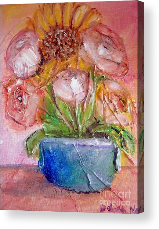 Sunflower Acrylic Print featuring the painting Sunflower Bouquet by Deborah Nell