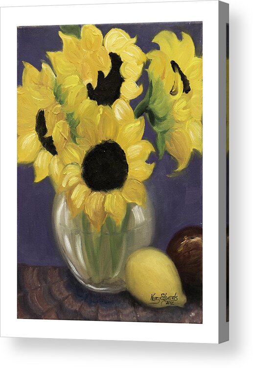 Nancy Edwards Acrylic Print featuring the painting Sunflowers by Nancy Edwards