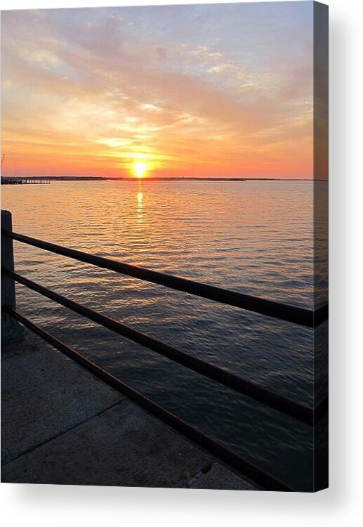 Sunrise Acrylic Print featuring the photograph Sunrise on Charleston SC Battery by Joetta Beauford