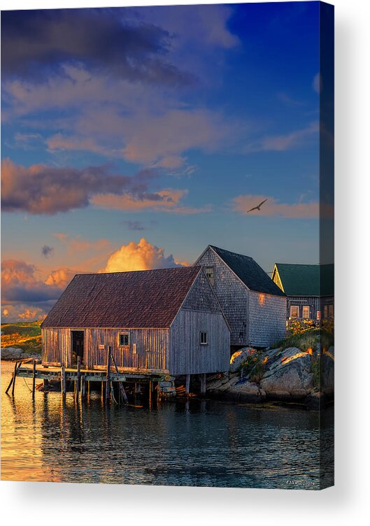 Peggy's Cove Acrylic Print featuring the photograph Sunset at Peggy's Cove 06 by Ken Morris