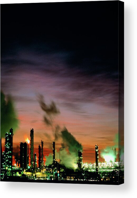 Ici Wilton Acrylic Print featuring the photograph Sunset Over Ici's Wilton Chemical Plant by Simon Fraser/science Photo Library