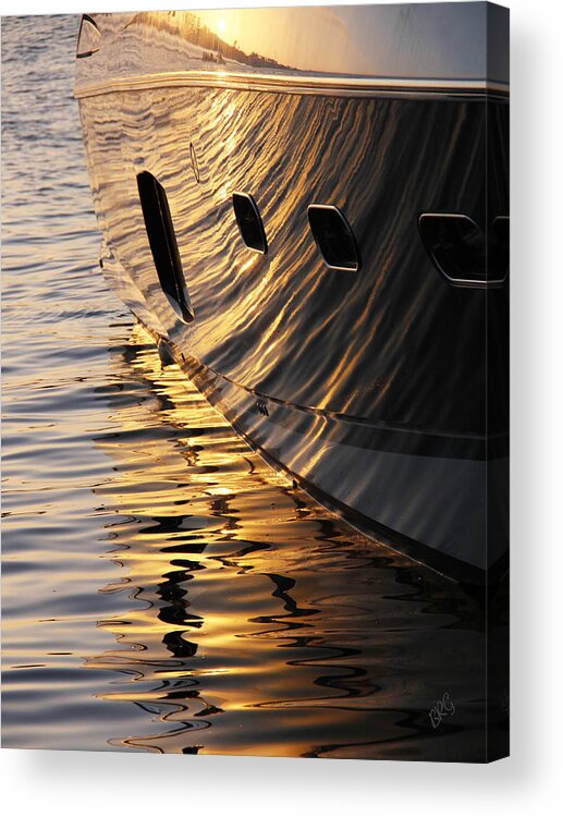 Nautical Acrylic Print featuring the photograph Sunset Reflections With Boat No 1 by Ben and Raisa Gertsberg