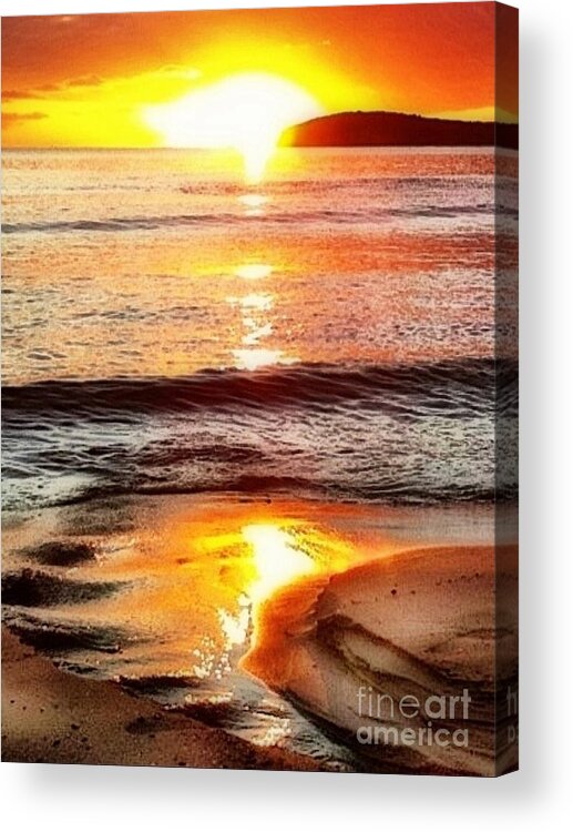 Sharkcrossing Acrylic Print featuring the digital art V Sunset View of Watch Ho - Vertical by Lyn Voytershark