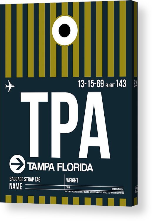 Tampa Acrylic Print featuring the digital art Tampa Airport Poster 1 by Naxart Studio