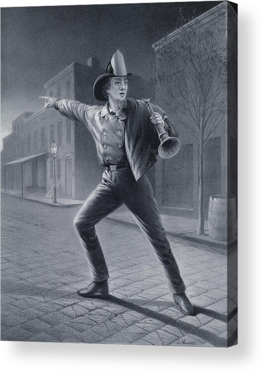 19th Century Art Acrylic Print featuring the photograph The American fireman rushing to the conflict by Chris Bordeleau