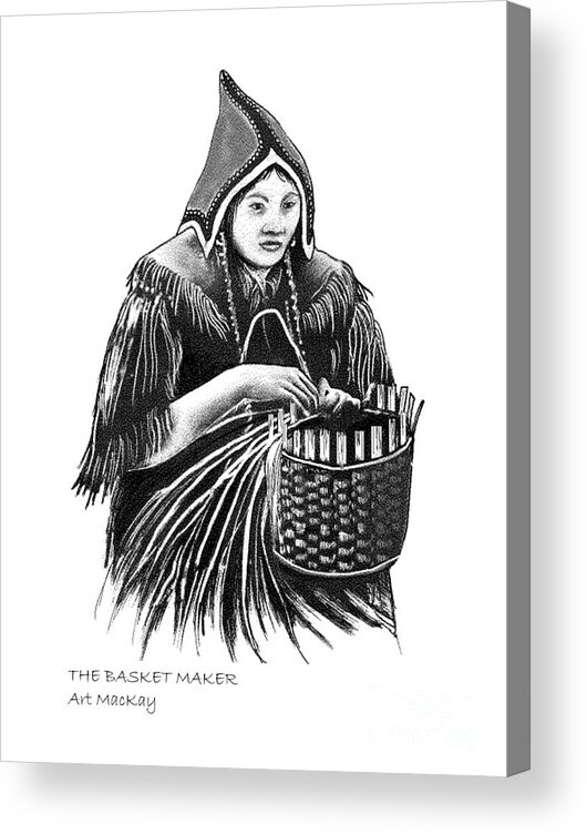 Passamaquoddy Tribe Acrylic Print featuring the mixed media The Basket Maker by Art MacKay