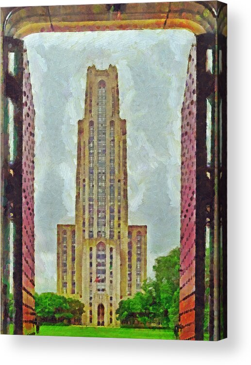 Building Acrylic Print featuring the digital art The Cathedral of Learning 2 by Digital Photographic Arts