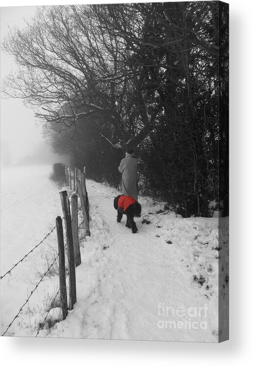 Dog Acrylic Print featuring the photograph The Dog in the Red Coat by Vicki Spindler