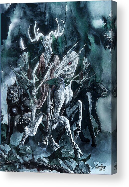 The Horned King Acrylic Print featuring the painting The Horned King by Curtiss Shaffer