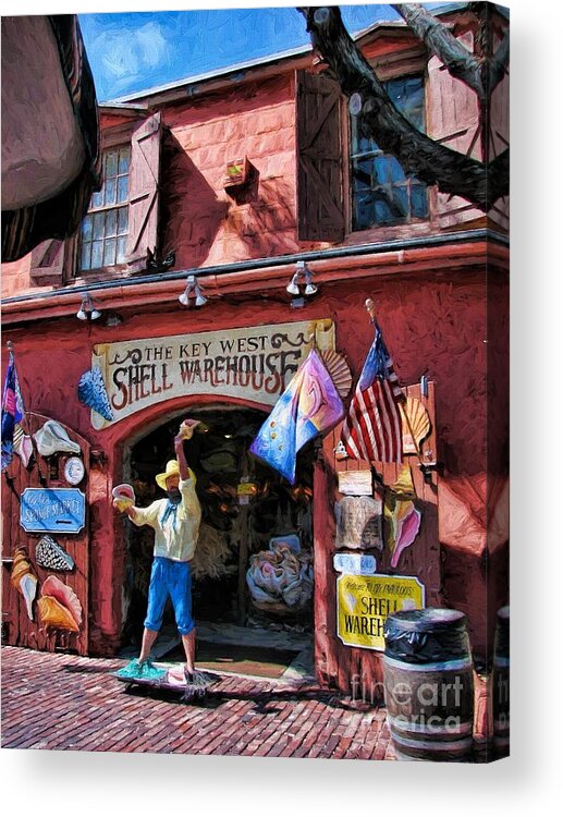 Building Acrylic Print featuring the photograph The Key West Shell Warehouse by Peggy Hughes
