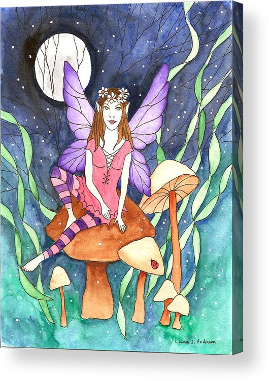 Fairy Acrylic Print featuring the painting The Moon Fairy by Laurie Anderson