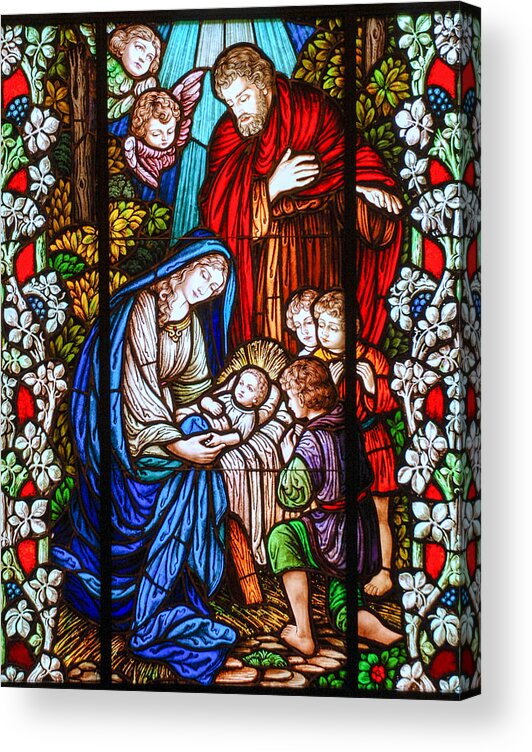 Stained Glass Window Acrylic Print featuring the photograph The Nativity by Larry Ward