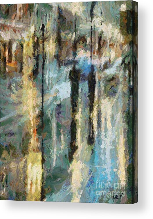 Landscapes Acrylic Print featuring the painting The rain in Paris by Dragica Micki Fortuna