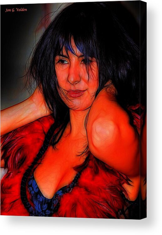 Shaman Acrylic Print featuring the painting The Red Shaman by Jon Volden