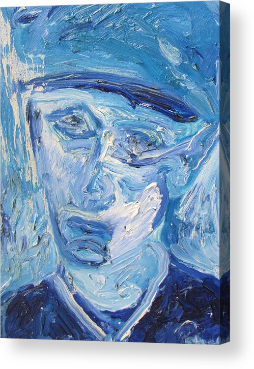 Sad Acrylic Print featuring the painting The Sad Man by Shea Holliman