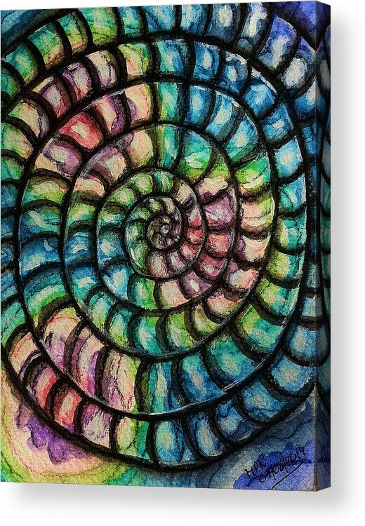 Spiral Acrylic Print featuring the mixed media The Spiral by Mimulux Patricia No