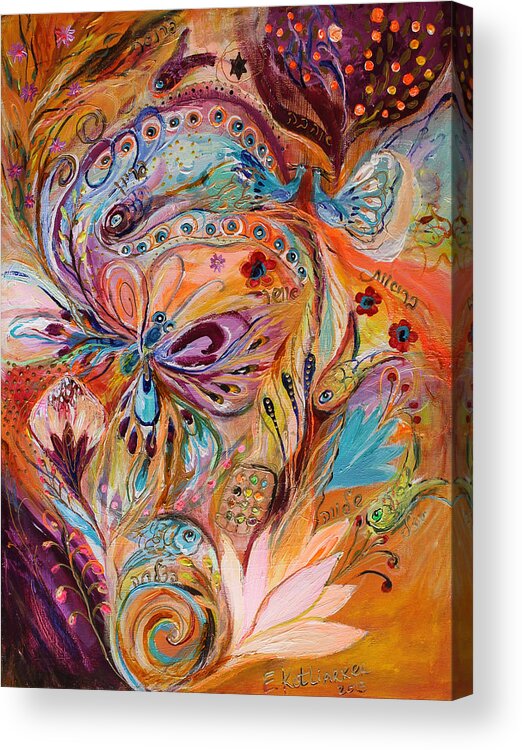 Modern Jewish Art Acrylic Print featuring the painting The Stream Of Life Part II by Elena Kotliarker