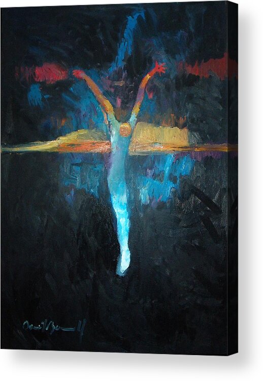 Crucifixion Acrylic Print featuring the painting The Upside Down Sunset by Daniel Bonnell