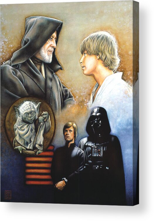 Star Wars Acrylic Print featuring the drawing The Way of the Force by Edward Draganski