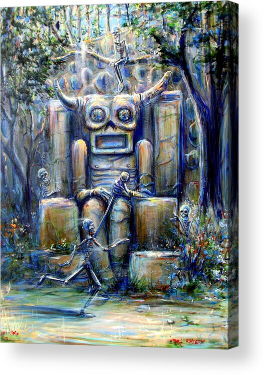 Skeletons Acrylic Print featuring the painting Tiki Man I by Heather Calderon