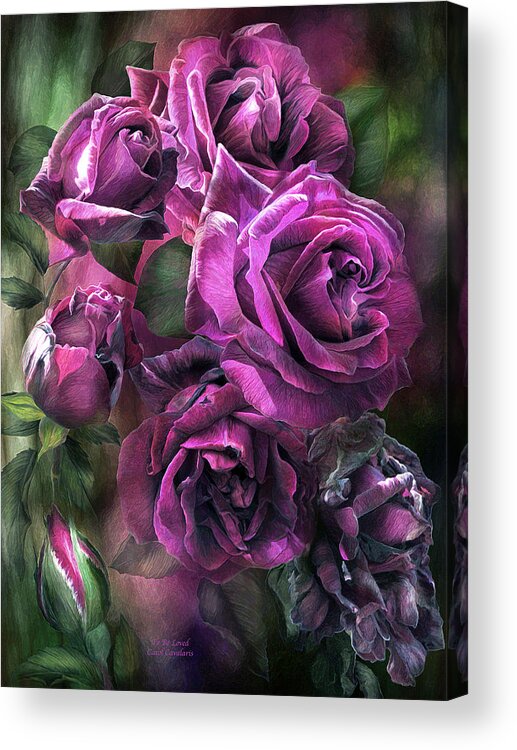 Rose Acrylic Print featuring the mixed media To Be Loved - Purple Rose by Carol Cavalaris