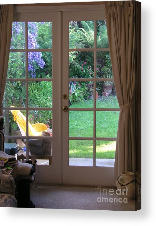 Tranquil Acrylic Print featuring the photograph Tranquility through French Doors by Bev Conover