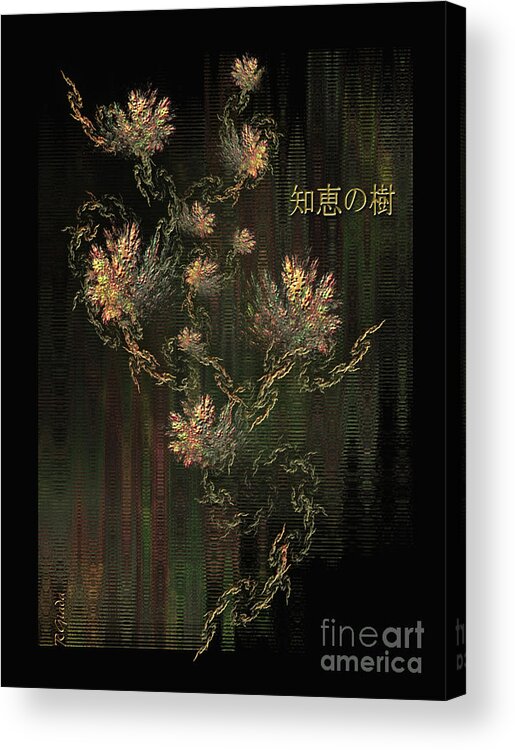 Treeofknowledgeinbloom Acrylic Print featuring the digital art Tree of knowledge in bloom - oriental art by Giada Rossi by Giada Rossi