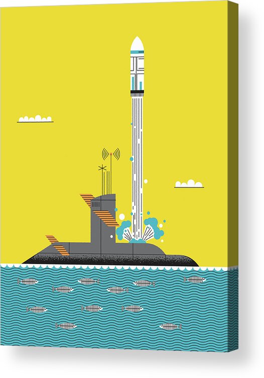 Ballistic Missile Acrylic Print featuring the photograph Trident Missile Being Launched by Ikon Ikon Images