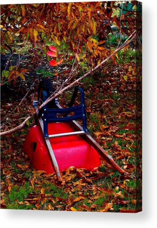 Autumn Art Images Acrylic Print featuring the photograph Tumbled Wheelbarrow by Pamela Smale Williams