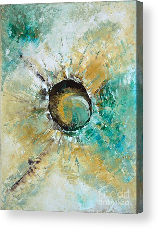 Abstract Modern Art Acrylic Print featuring the painting Miracle Planet by Belinda Capol