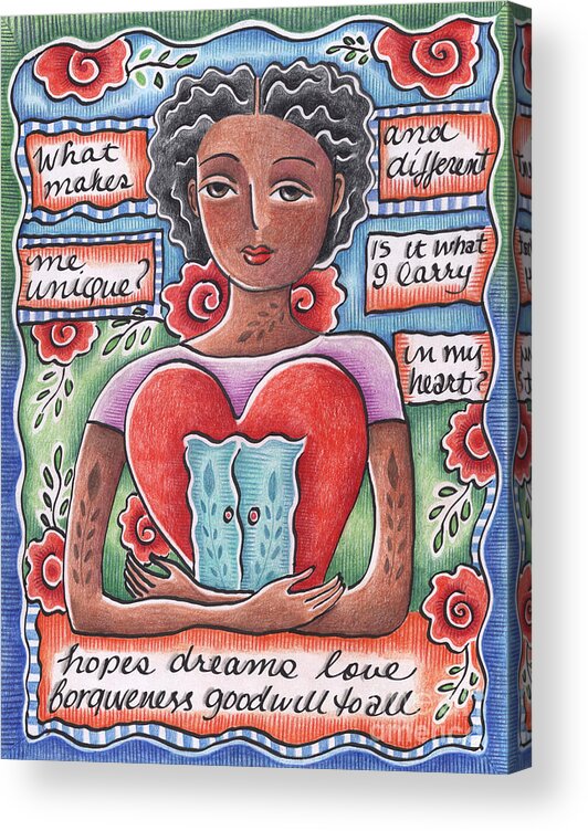Heart Acrylic Print featuring the mixed media Unique by Elaine Jackson