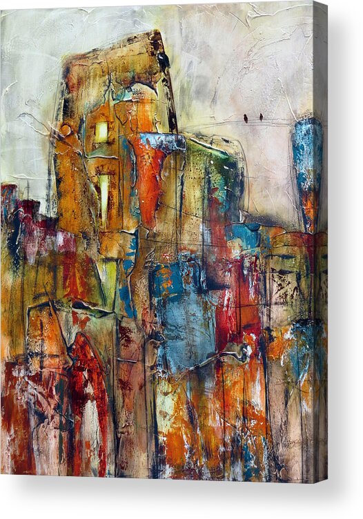 City Acrylic Print featuring the painting Urban Town by Katie Black