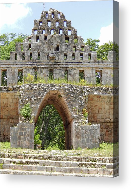 Mexico Photography Acrylic Print featuring the photograph Uxmal Pyramid House Of Doves Yucatan Mexico by Michael Hoard
