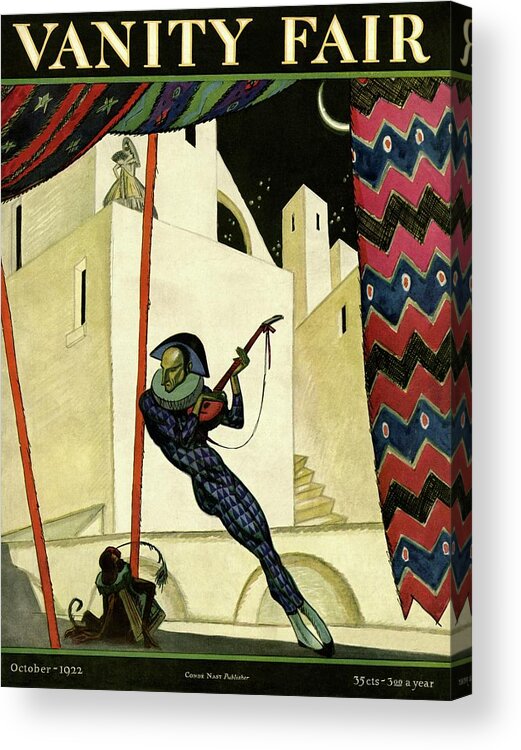 Illustration Acrylic Print featuring the photograph Vanity Fair Cover Featuring A Harlequin by Artist Unknown