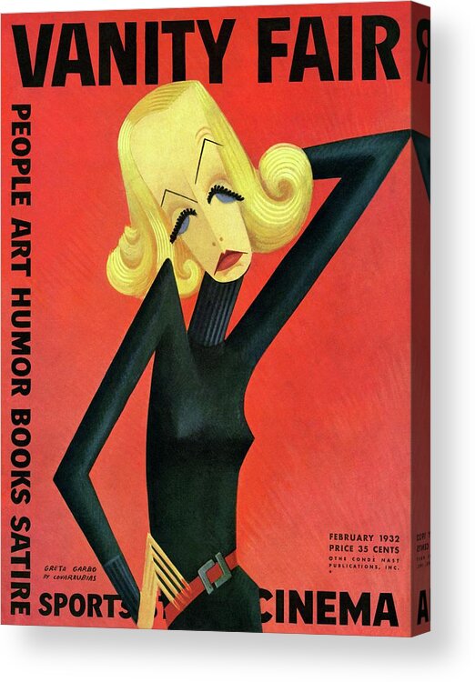 Actress Acrylic Print featuring the photograph Vanity Fair Cover Featuring Greta Garbo by Miguel Covarrubias