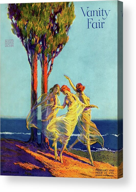 Illustration Acrylic Print featuring the photograph Vanity Fair Cover Featuring Three Nymphs Dancing by Warren Davis