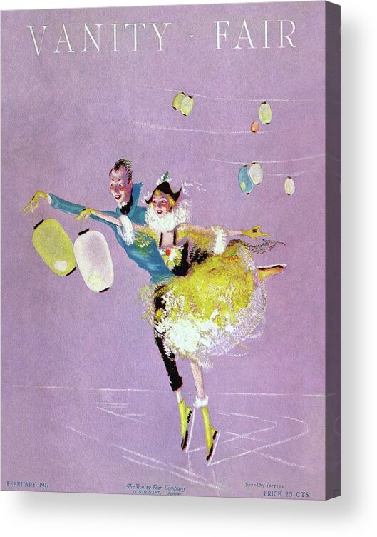 Illustration Acrylic Print featuring the photograph Vanity Fair Cover Featuring Two Ice Skaters by Dorothy Ferriss