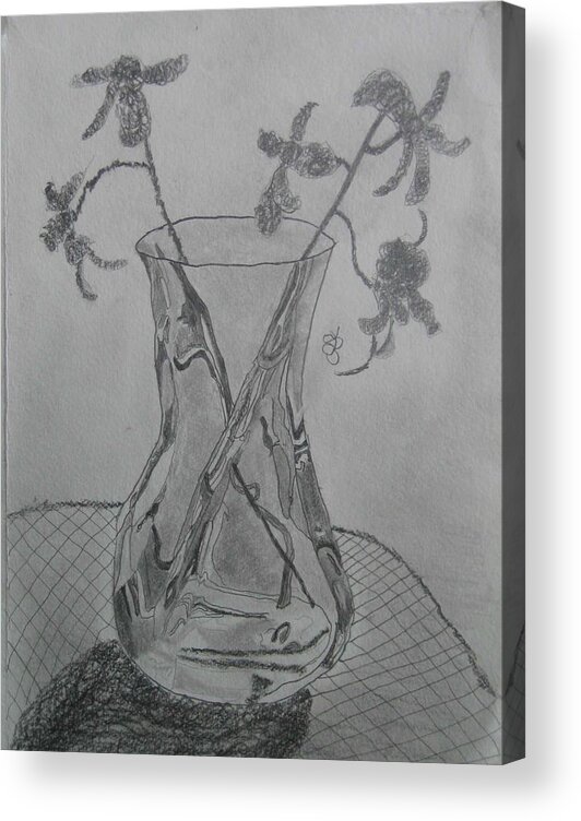Vase Acrylic Print featuring the drawing Vase by AJ Brown
