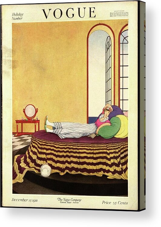 Illustration Acrylic Print featuring the photograph Vogue Cover Featuring A Woman Lying In Bed by George Wolfe Plank