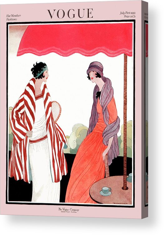 Illustration Acrylic Print featuring the photograph Vogue Cover Featuring Two Women Under A Patio by Helen Dryden