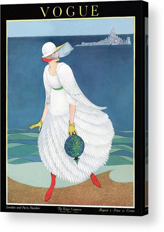 Illustration Acrylic Print featuring the painting Vogue Cover Featuring Woman At A Beach by George Wolfe Plank