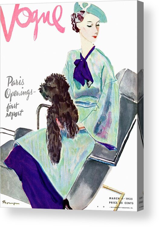 Illustration Acrylic Print featuring the photograph Vogue Cover Illustration Of A Woman With Dog by Pierre Mourgue